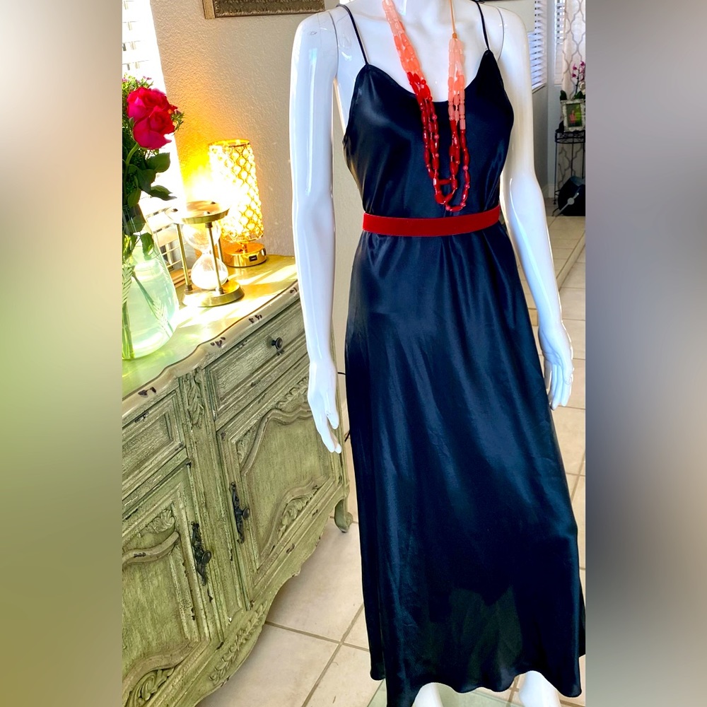 Satin Silk Slip Dress No tag but fits like a M/L black